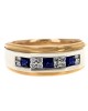Gentlemans Alternating Synthetic Sapphire and Diamond Ring